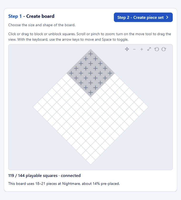 Creating a board, generating puzzles and print options in the Pentomino Generator